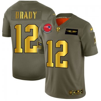 Men's New England Patriots #12 Tom Brady Gold Camo 2019 Salute to Service Limited Jersey