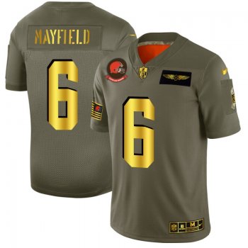 Men's Cleveland Browns #6 Baker Mayfield Gold Camo 2019 Salute to Service Limited Jersey