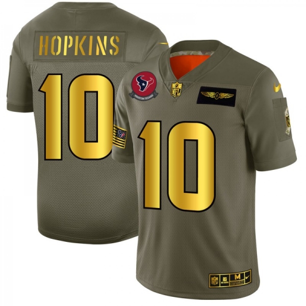 Men's Houston Texans #10 DeAndre Hopkins Gold Camo 2019 Salute to Service Limited Jersey