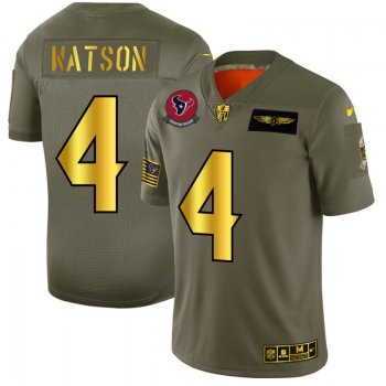 Men's Houston Texans #4 Deshaun Watson Gold Camo 2019 Salute to Service Limited Jersey