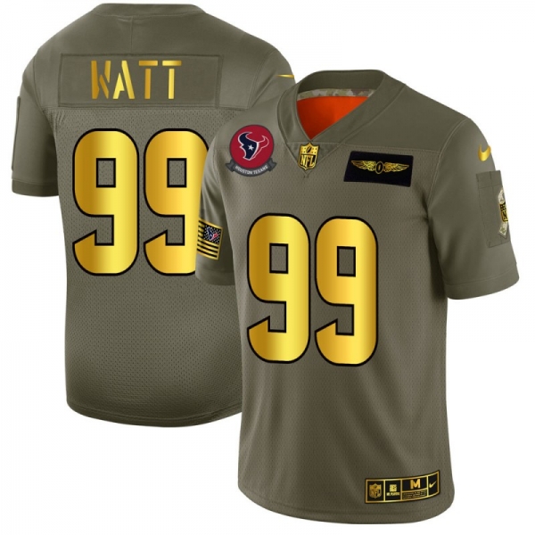 Men's Houston Texans #99 Texans J.J. Watt Gold Camo 2019 Salute to Service Limited Jersey