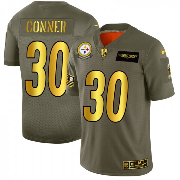 Men's Pittsburgh Steelers #30 James Conner Gold Camo 2019 Salute to Service Limited Jersey