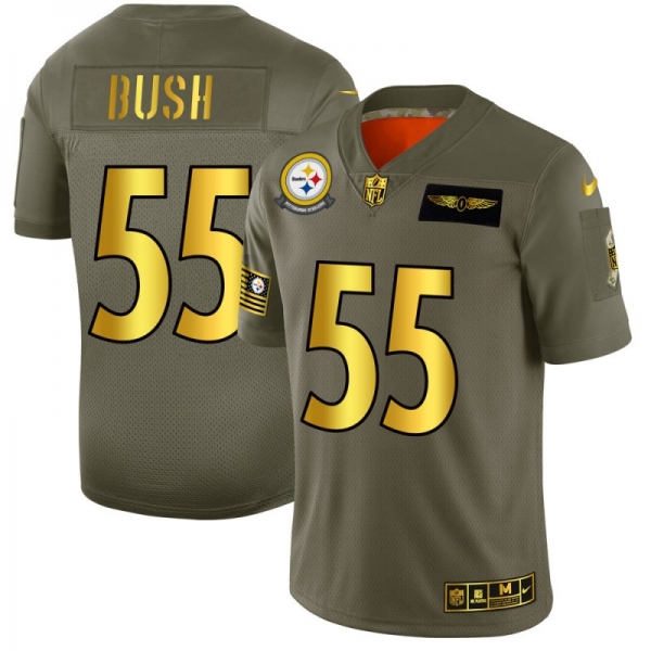 Men's Pittsburgh Steelers #55 Devin Bush Gold Camo 2019 Salute to Service Limited Jersey