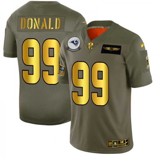 Men's Los Angeles Rams #99 Aaron Donald Gold Camo 2019 Salute to Service Limited Jersey