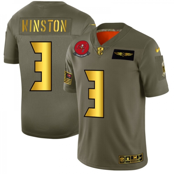 Men's Tampa Bay Buccaneers #3 Jameis Winston Gold Camo 2019 Salute to Service Limited Jersey