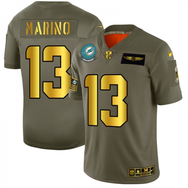 Men's Miami Dolphins #13 Dan Marino Gold Camo 2019 Salute to Service Limited Jersey