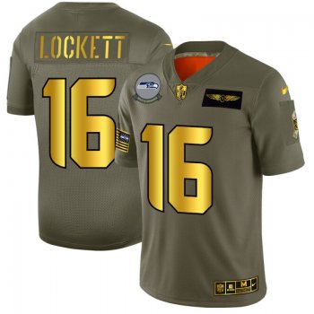 Men's Seattle Seahawks #16 Tyler Lockett Gold Camo 2019 Salute to Service Limited Jersey