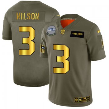 Men's Seattle Seahawks #3 Russell Wilson Gold Camo 2019 Salute to Service Limited Jersey