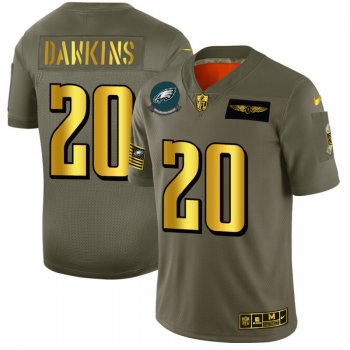 Men's Philadelphia Eagles #20 Brian Dawkins Gold Camo 2019 Salute to Service Limited Jersey