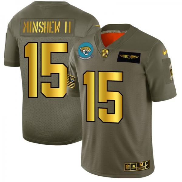 Men's Jacksonville Jaguars #15 Gardner Minshew Gold Camo 2019 Salute to Service Limited Jersey