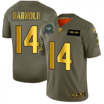 Men's New York Jets #14 Sam Darnold Gold Camo 2019 Salute to Service Limited Jersey