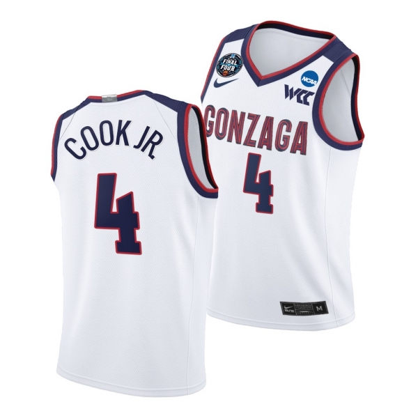 Gonzaga Bulldogs Aaron Cook Jr. 2021 March Madness Final Four White WCC Jersey