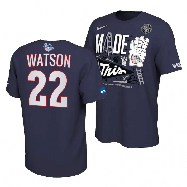 Gonzaga Bulldogs Anton Watson Navy 2021 March Madness Final Four T-Shirt