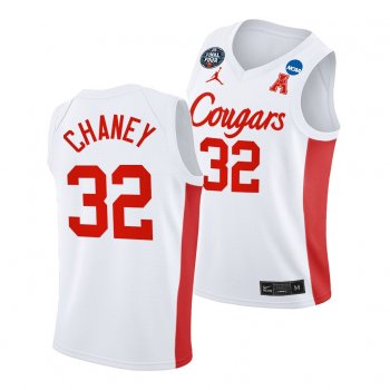 Houston Cougars Reggie Chaney 2021 March Madness Final Four White Classic Jersey