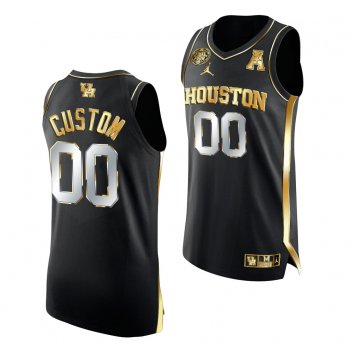 Custom Houston Cougars 2021 March Madness Final Four Black Golden Authentic Jersey