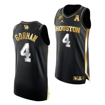 Justin Gorham Houston Cougars 2021 March Madness Final Four Black Golden Authentic Jersey