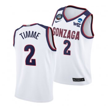 Gonzaga Bulldogs Drew Timme 2021 March Madness Final Four White WCC Jersey