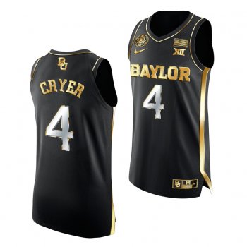 LJ Cryer Baylor Bears 2021 March Madness Final Four Black Golden Authentic Jersey