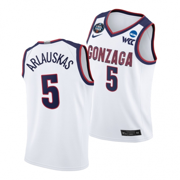 Gonzaga Bulldogs Martynas Arlauskas 2021 March Madness Final Four White WCC Jersey