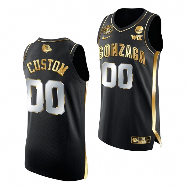 Custom Gonzaga Bulldogs 2021 March Madness Final Four Black Golden Authentic Jersey