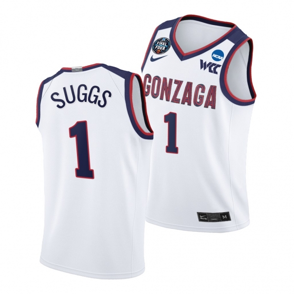 Gonzaga Bulldogs Jalen Suggs 2021 March Madness Final Four White WCC Jersey