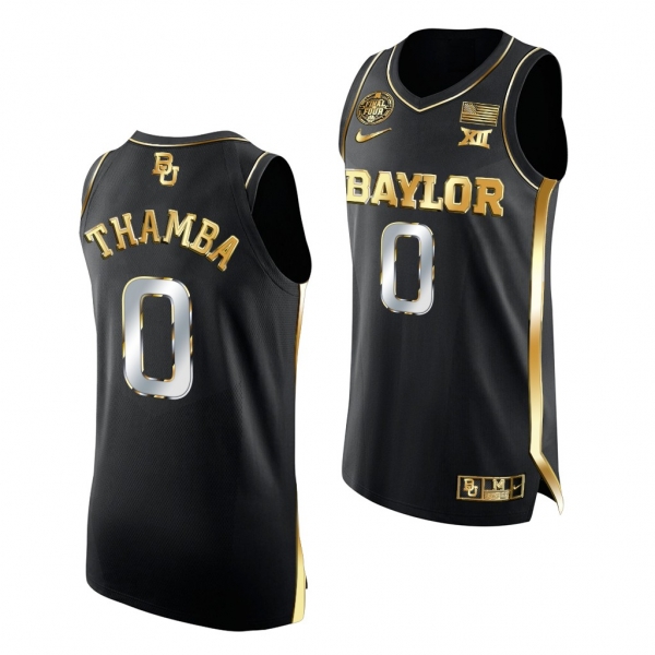 Flo Thamba Baylor Bears 2021 March Madness Final Four Black Golden Authentic Jersey