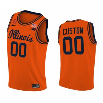 Illinois Fighting Illini 2021 Big10 Tournament Champions Custom #00 Jersey March Madness Orange Coach Lou Patch