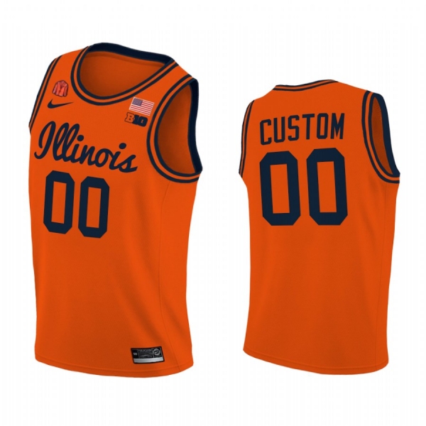 Illinois Fighting Illini 2021 Big10 Tournament Champions Custom #00 Jersey March Madness Orange Coach Lou Patch