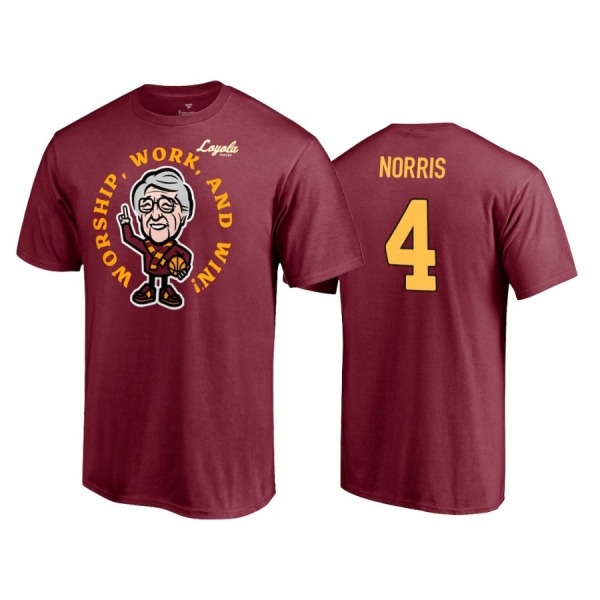 Loyola Ramblers Braden Norris Maroon Sister Jean 2021 March Madness Men's T-Shirt