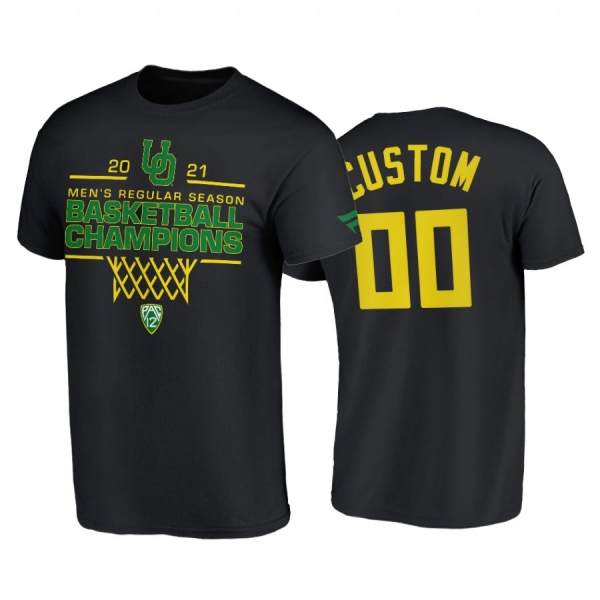 Oregon Ducks 2021 March Madness Custom Black 2021 PAC-12 Regular Season Champions Tee