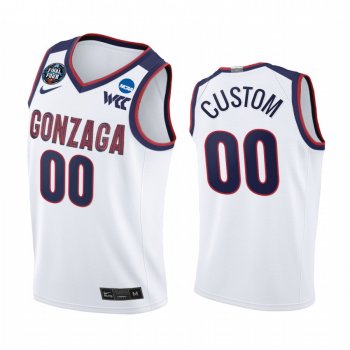 Custom #00 Gonzaga Bulldogs 2021 March Madness Final Four Jersey White WCC