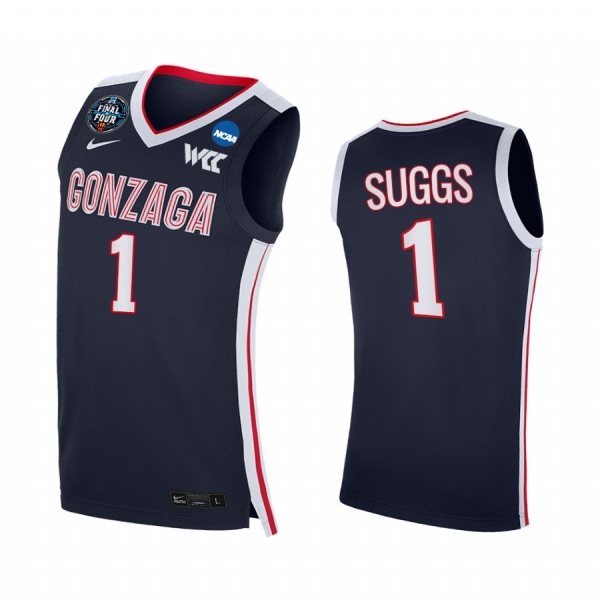 Jalen Suggs #1 Gonzaga Bulldogs 2021 March Madness Final Four Jersey Navy WCC