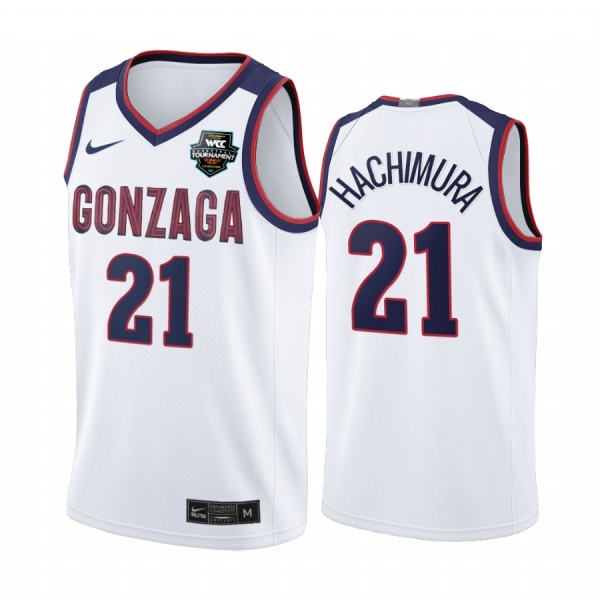 Gonzaga Bulldogs 2021 WCC Mens Basketball Conference Tournament Champions Rui Hachimura #21 Jersey March Madness White Limited