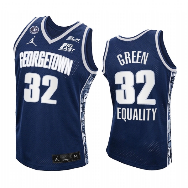 Georgetown Hoyas Jeff Green Jersey 2021 Equality Navy Honor John Thompson Jr.