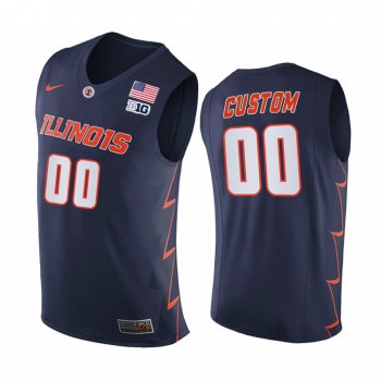 Illinois Fighting Illini 2021 Big10 Regular Season Champions Custom #00 Jersey March Madness Navy Replica