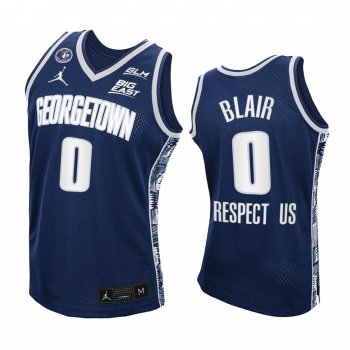 Georgetown Hoyas Jahvon Blair Jersey 2021 Respect Us Navy Honor John Thompson Jr.