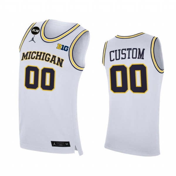 Michigan Wolverines 2021 Big Ten regular season champions Custom #00 Jersey March Madness White BLM