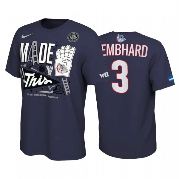 Gonzaga Bulldogs Andrew Nembhard Navy 2021 March Madness Final Four Bound Locker Room Men T-Shirt