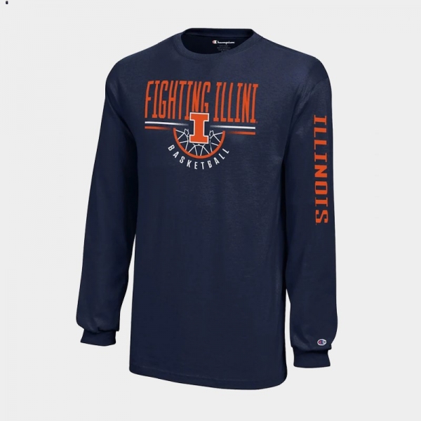 Illinois Fighting Illini Navy Champion Long Sleeve Men T-Shirt March Madness