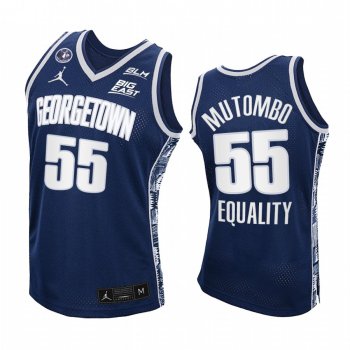 Georgetown Hoyas Dikembe Mutombo Jersey 2021 Equality Navy Honor John Thompson Jr.