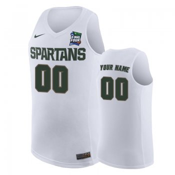 Michigan State Spartans Custom #00 White 2019 Final-Four Replica Jersey