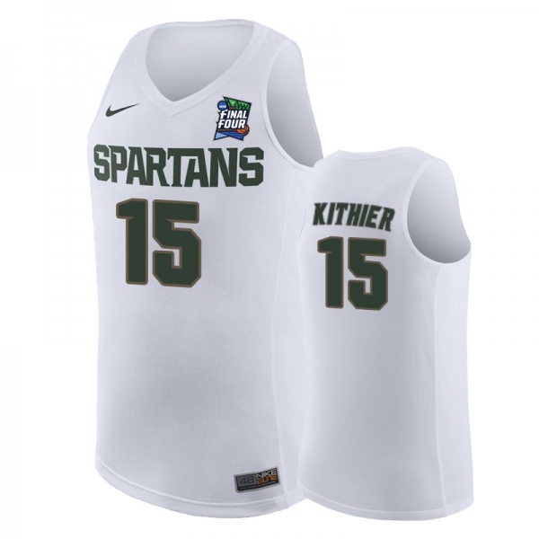 Michigan State Spartans Thomas Kithier #15 White 2019 Final-Four Replica Jersey