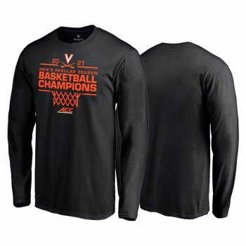 Virginia Cavaliers 2021 March Madness Black 2021 ACC Men's Basketball Regular Season Champions Long Sleeve Tee