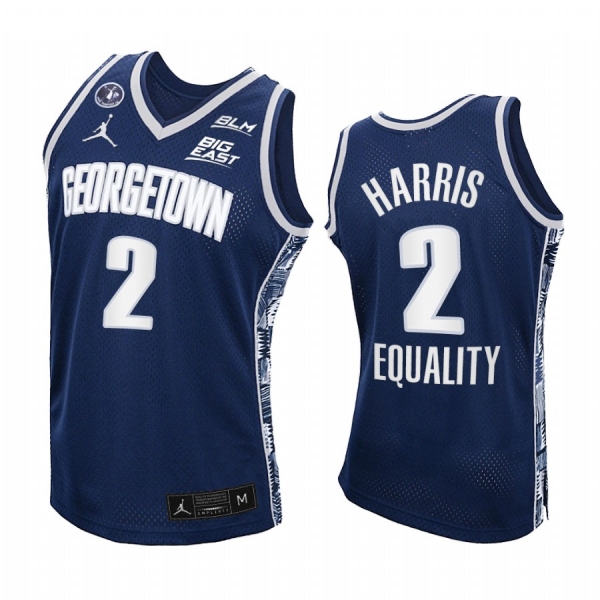 Georgetown Hoyas Dante Harris Jersey 2021 Equality Navy Honor John Thompson Jr.