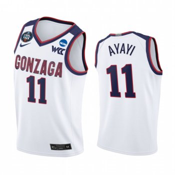 Joel Ayayi #11 Gonzaga Bulldogs 2021 March Madness Final Four Jersey White WCC