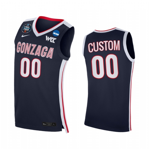 Custom #00 Gonzaga Bulldogs 2021 March Madness Final Four Jersey Navy WCC