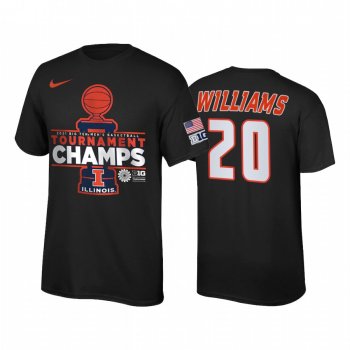 Illinois Fighting Illini Da'Monte Williams Black 2021 Big Ten Tournament Champions Locker Room Men Tee March Madness