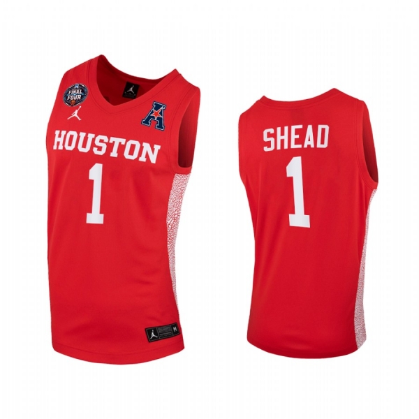 Jamal Shead #1 Houston Cougars 2021 March Madness Final Four Jersey Scarlet Home