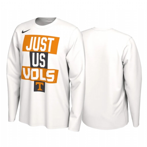 Tennessee Volunteers 2021 March Madness White Just Us Bench Long Sleeve T-Shirt