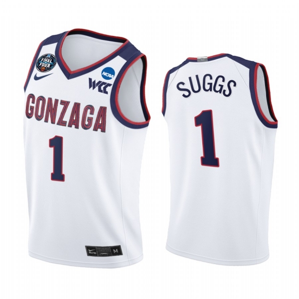 Jalen Suggs #1 Gonzaga Bulldogs 2021 March Madness Final Four Jersey White WCC